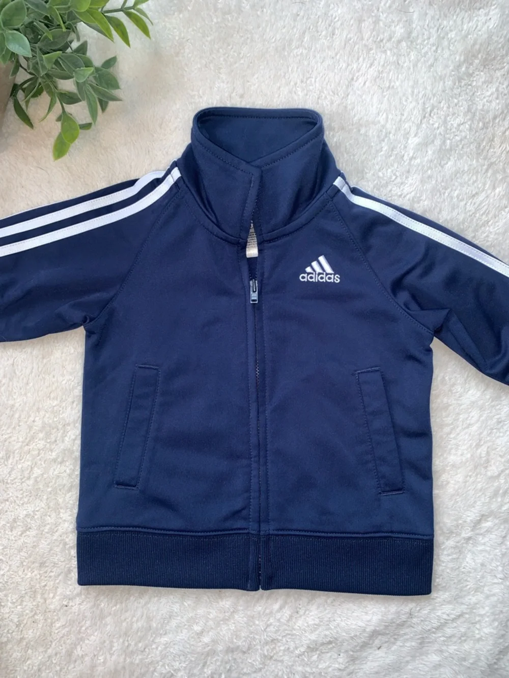 Adidas Navy Blue Jacket 18M Boy Logo on back EUC